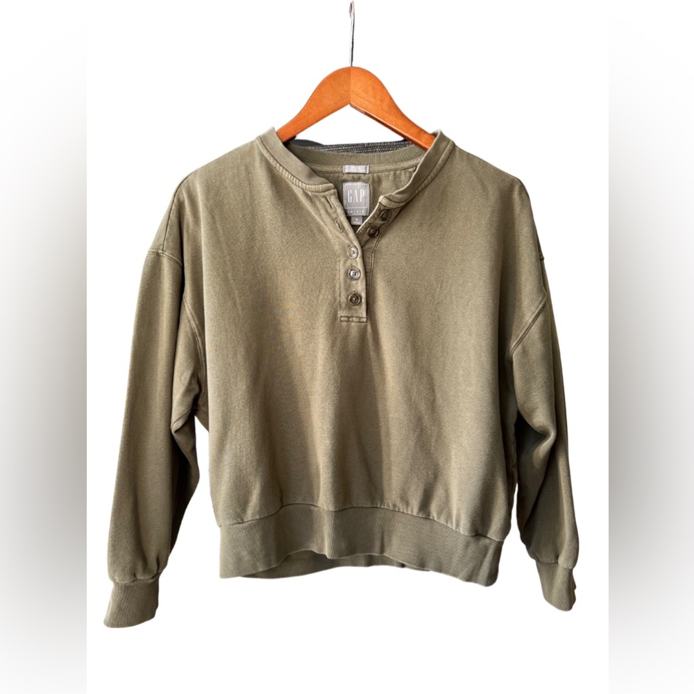 GAP Sweats Henley Button Down Sweatshirt